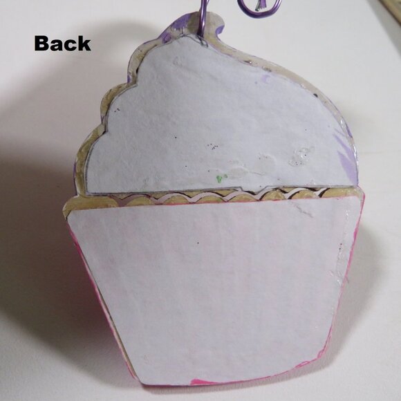 Ombre Purple Cupcake Laser Cut Wooden Ornament Hangs - Picture 3 of 4